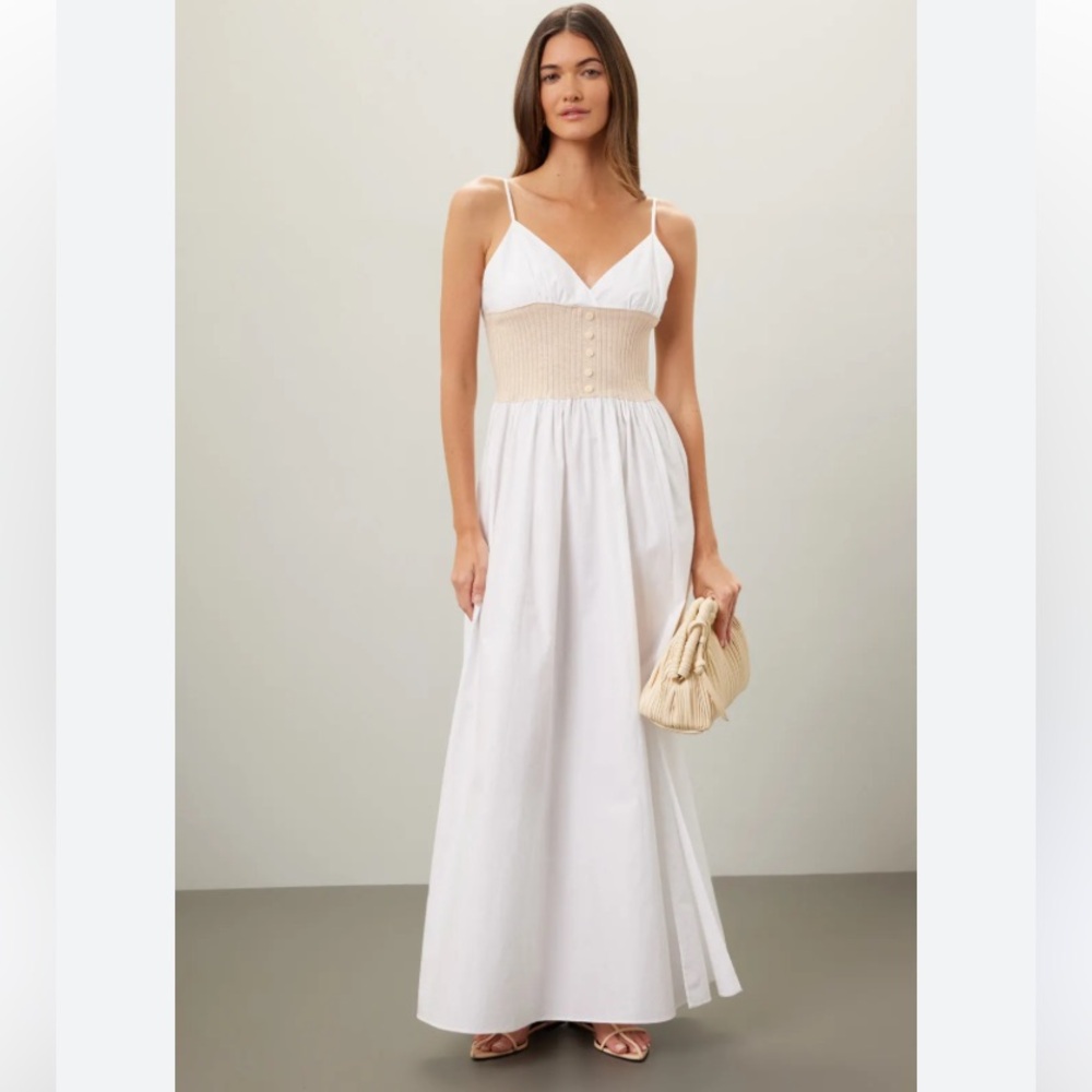 NAADAM White and Tan Maxi Dress